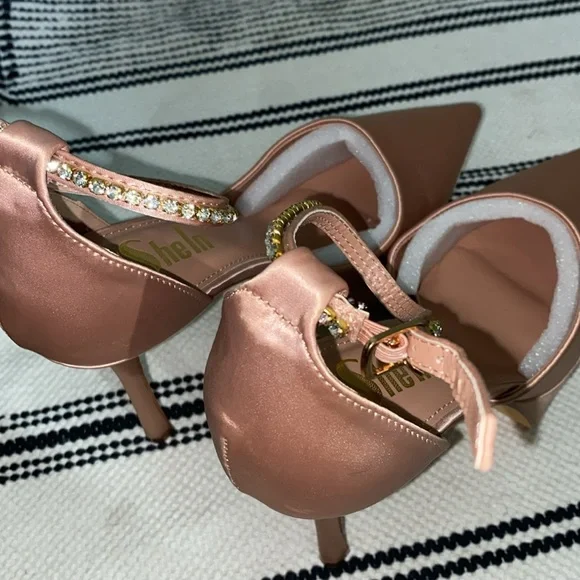 Nude Satin Champagne Platforms 10 - Picture 4 of 5